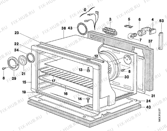 Взрыв-схема плиты (духовки) Arthur Martin CV6098-1 - Схема узла Oven body